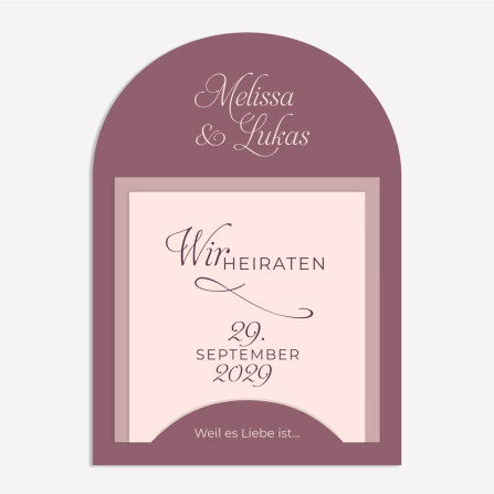 Hochzeitseinladung halbrund "Unsere Liebe"