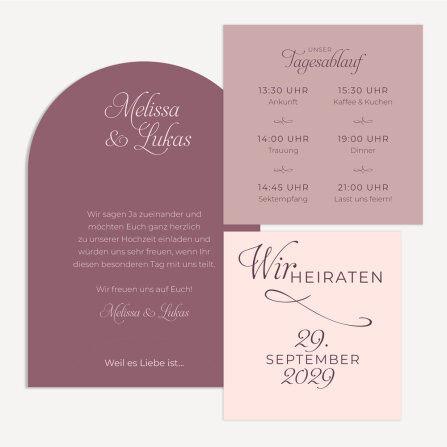 Hochzeitseinladung halbrund "Unsere Liebe"