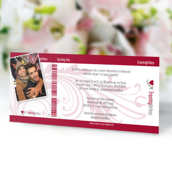 Einladungskarte Hochzeit Flugticket bordeaux