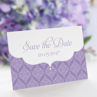 Save the Date Karte Hochzeit Beleziana lila ohne Text / Muster