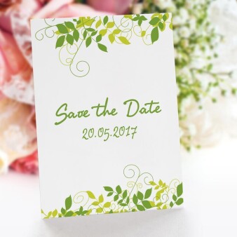 Save the Date Karte Hochzeit grüne Ranken online...