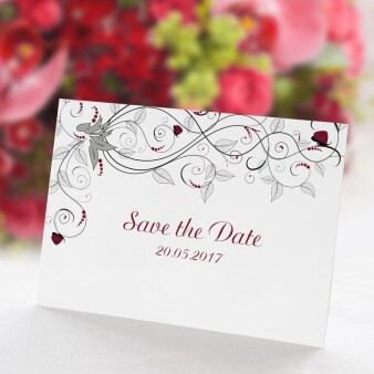 Save the Date Karte Hochzeit Liebesranken bordeaux online...