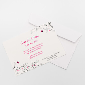 Save the Date Karte Hochzeit Liebesranken pink online...