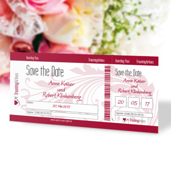 Save the Date Karte Hochzeit Flugticket