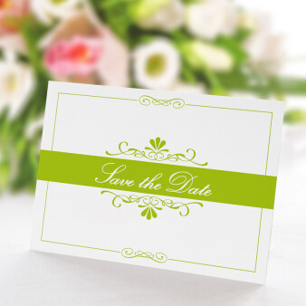 Save the Date Karte Hochzeit Bella grün ohne Text / Muster