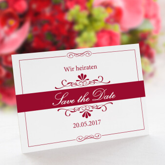 Save the Date Karte Hochzeit Bella bordeaux online selbst gestalten