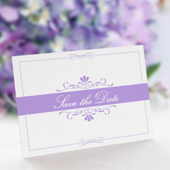 Save the Date Karte Hochzeit Bella lila ohne Text / Muster