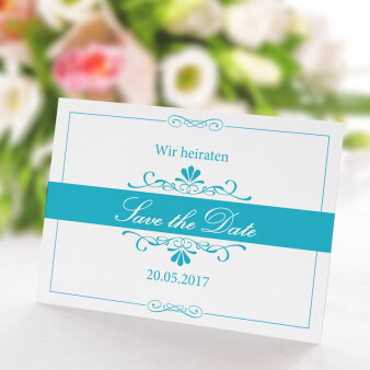 Save the Date Karte Hochzeit Bella türkis online...