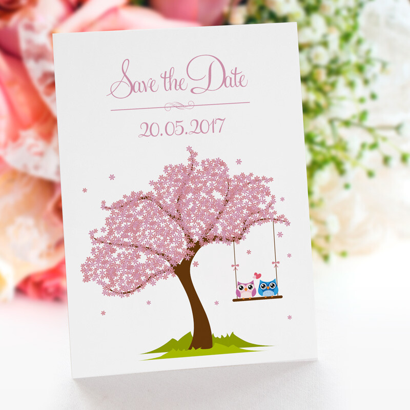Save the Date Karte Hochzeit verliebte Eulen
