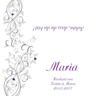 Klapptischkarte Hochzeit Liebesranken lila inkl. Namensdruck