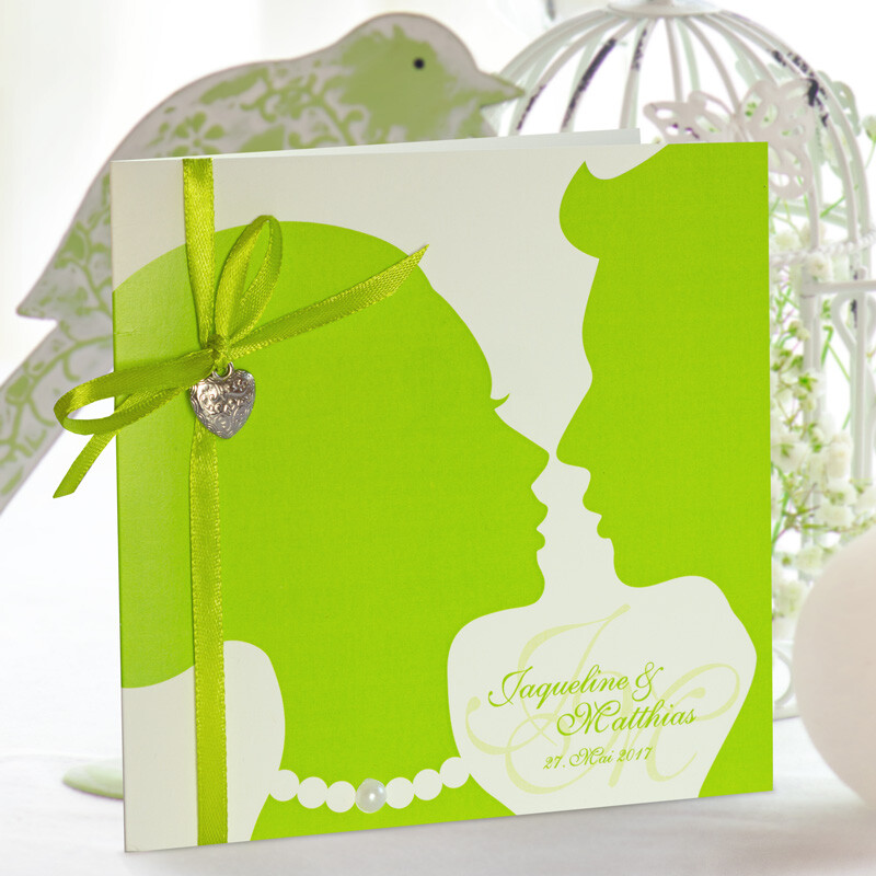 Einladungskarte Hochzeit Lovely Couple grün