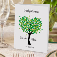 Menükarte Hochzeit Herzbaum grün