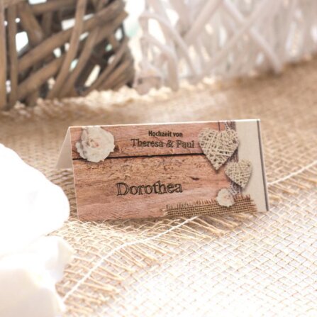 Tischkarte Hochzeit Shabby Chic inkl. Namensdruck