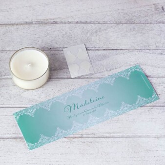 Tischkarte Windlicht Vintage Love Mint inkl. Personalisierung & Maxi Teelicht