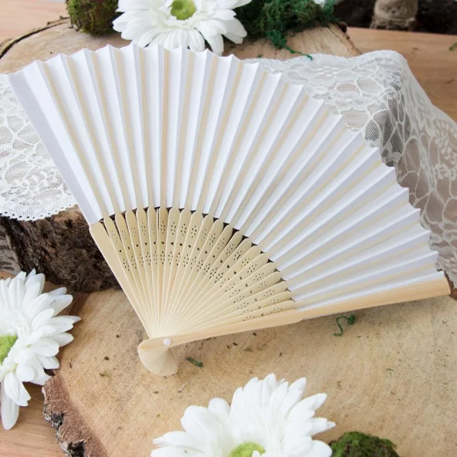 Handfächer Hochzeit weiß