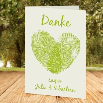 Danksagungskarte Hochzeit Fingerabdrücke grün