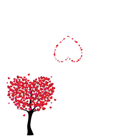 Klapptischkarte Herzbaum rot ohne Namen / Muster