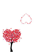 Klapptischkarte Herzbaum rot ohne Namen / Muster