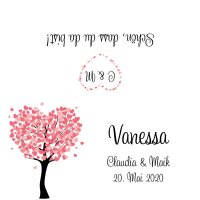 Klapptischkarte Herzbaum rosé inkl. Namensdruck