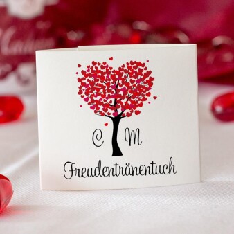 10x Freudentränen Taschentücher "Herzbaum" personalisiert