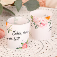 Tischkarte Windlicht Hochzeit Summer Love inkl. Glas "Schön, dass Du da bist!"