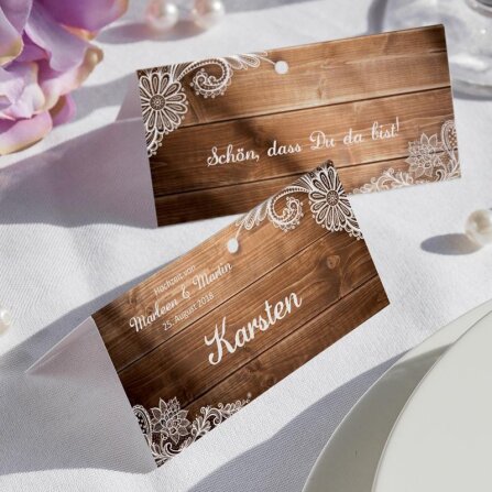 Tischkarte Wood Style inkl. Namensdruck