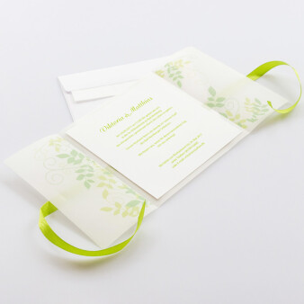 Einladungskarte Hochzeit Grüne Ranken Musterkarte/ohne Textdruck