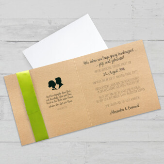 Einladungskarte Hochzeit Traumpaar grün ohne Textdruck/Musterkarte
