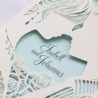 Einladungskarte Hochzeit Liebespaar blau