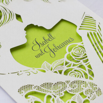 Einladungskarte Hochzeit Liebespaar grün