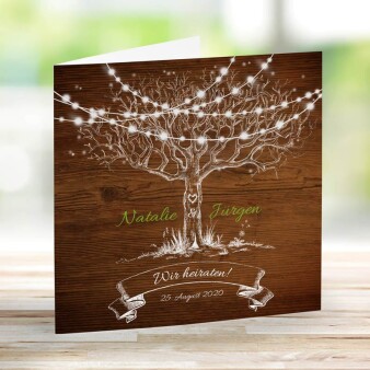 Einladungskarte Hochzeit Lichterbaum