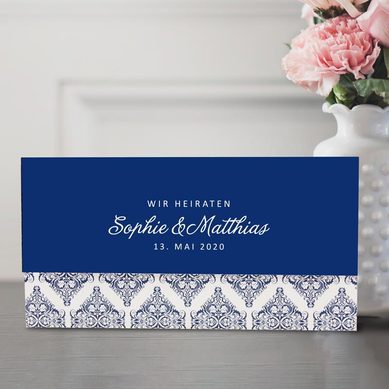 Einladungskarte Hochzeit Eleganter Liebesbrief royalblau