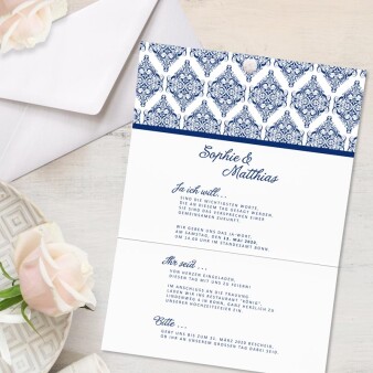 Einladungskarte Hochzeit Eleganter Liebesbrief royalblau