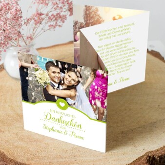 Dankeskarte Hochzeit Herzschlag grün
