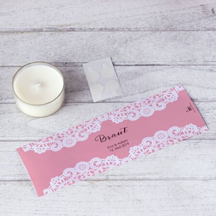 Tischkarte Windlicht Vintagezauber rosa ohne Text /...