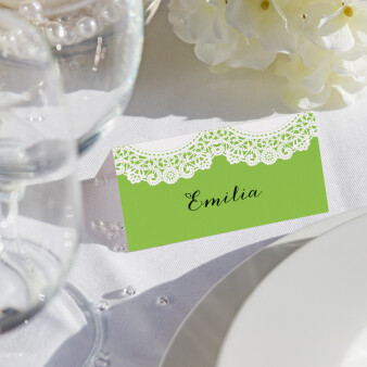 Tischkarte Hochzeit Vintagezauber grün inkl. Namensdruck