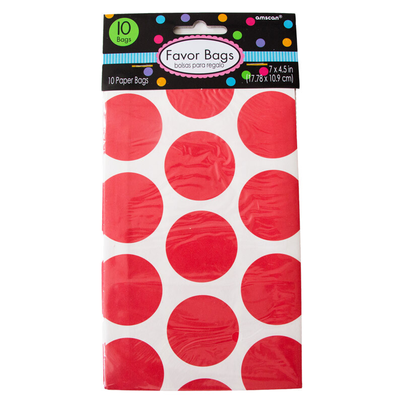 10 Papiertüten rot Punkte Polka Dots Tütchen Geschenktüten Candy Geburtstag