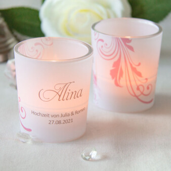 Tischkarte Windlicht Hochzeit Elegance Rosé inkl....