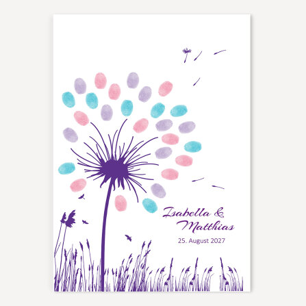 Fingerabdrücke Hochzeit Pusteblume Druck A3 (30 x 40...