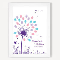 Fingerabdrücke Hochzeit Pusteblume Druck A3 (30 x 40 cm)