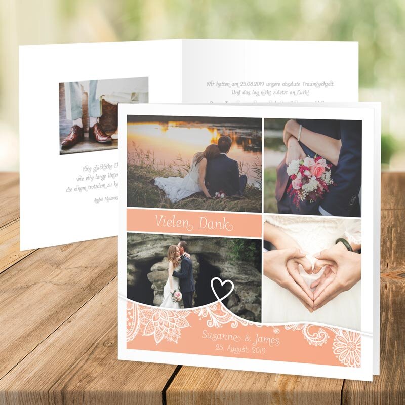 Dankeskarte Hochzeit Tatsächlich Liebe apricot
