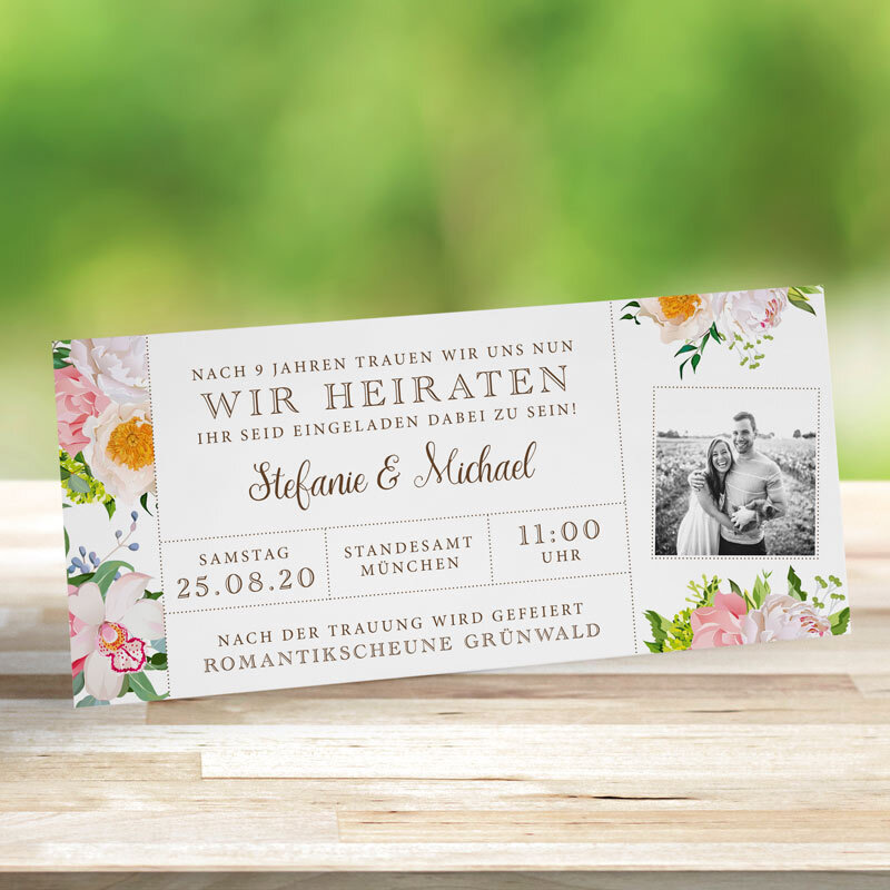 Einladungskarte Hochzeit Ticket Summer Love