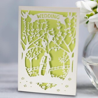 Hochzeitseinladung Lasercut "Wedding" grün