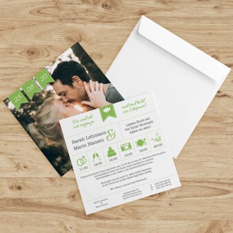 Einladungskarte Hochzeit Wedding Day grün