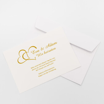 Save the Date Karte Hochzeit "Zwei Herzen" Gold Musterkarte/ohne Textdruck