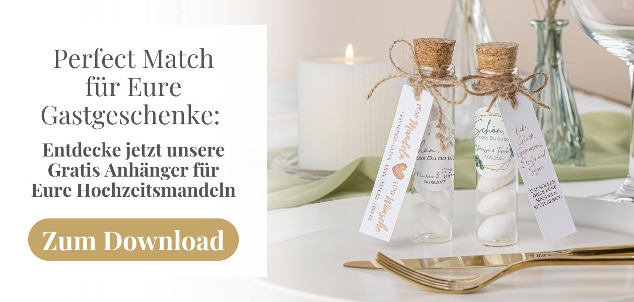 Unser Freebie Anhänger für Eure Hochzeitsmandeln