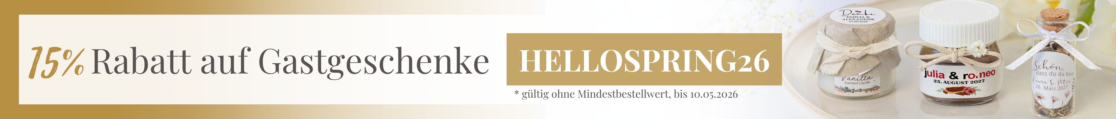 15% Rabatt auf Gastgeschenke