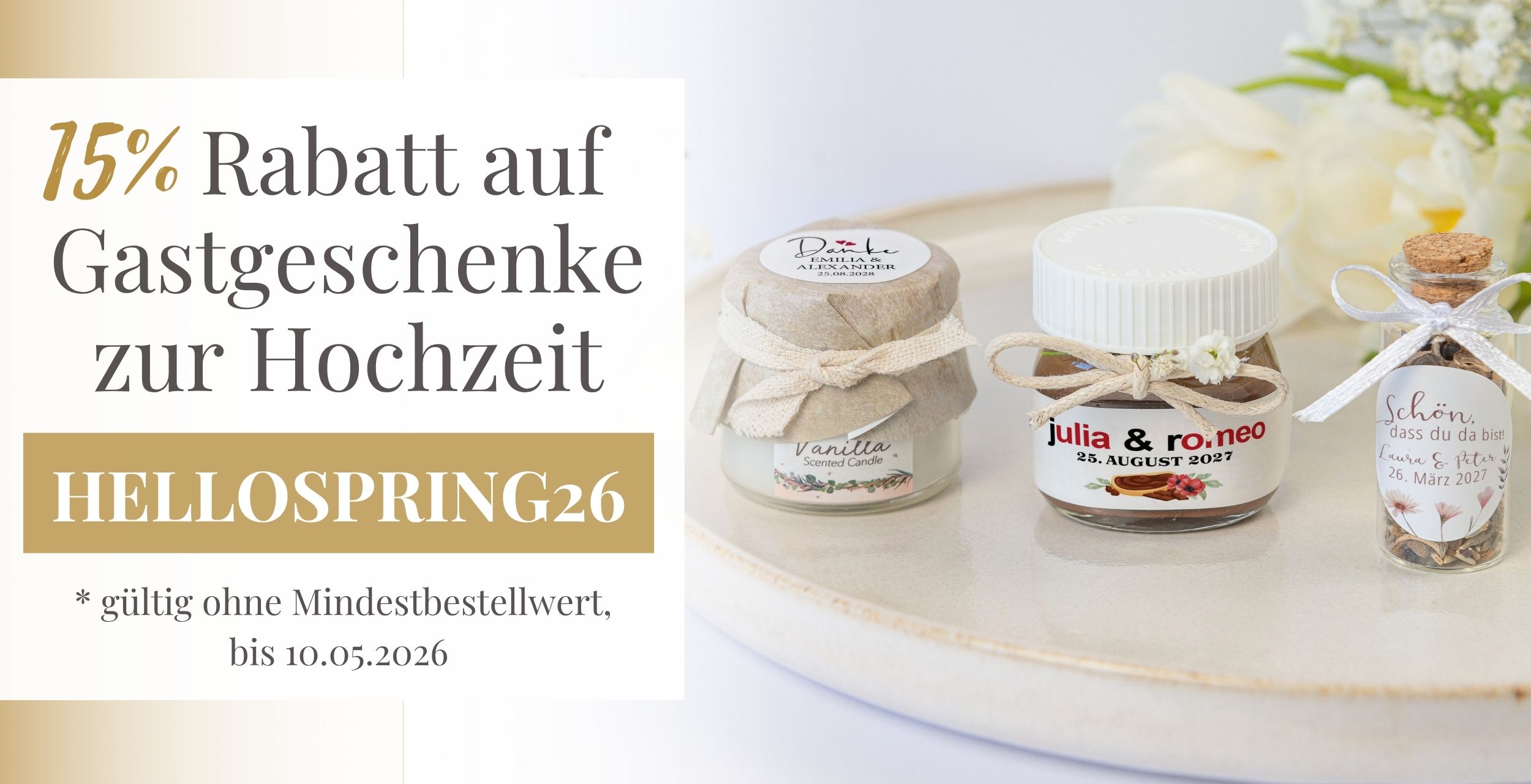 15% Rabatt auf Gastgeschenke