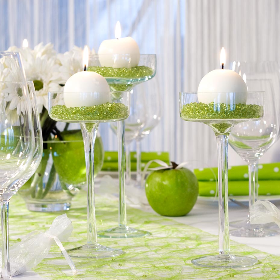 Glaskelche Kerzenhalter Tischdeko grün