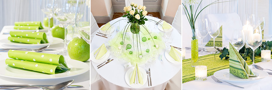Tischdeko Hochzeit in Grün Ideen